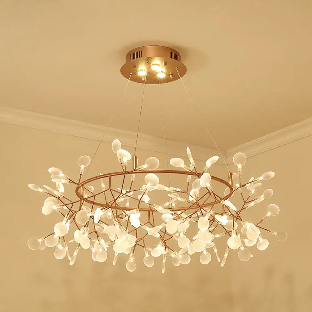 Bronze Designer LED Heracleum Chandelier: Acrylic Living Room Pendant Light Fixture