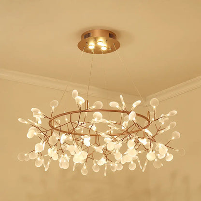 Bronze Designer LED Heracleum Chandelier: Acrylic Living Room Pendant Light Fixture