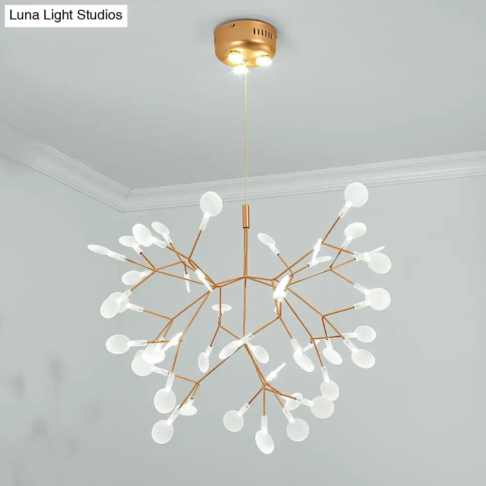 Bronze Designer LED Heracleum Chandelier: Acrylic Living Room Pendant Light Fixture