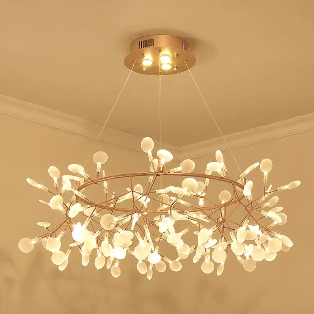 Bronze Designer LED Heracleum Chandelier: Acrylic Living Room Pendant Light Fixture