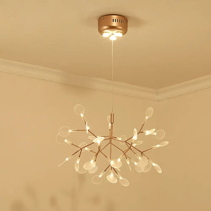 Bronze Designer LED Heracleum Chandelier: Acrylic Living Room Pendant Light Fixture