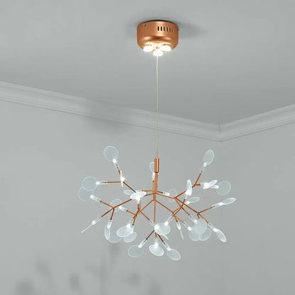 Bronze Designer LED Heracleum Chandelier: Acrylic Living Room Pendant Light Fixture