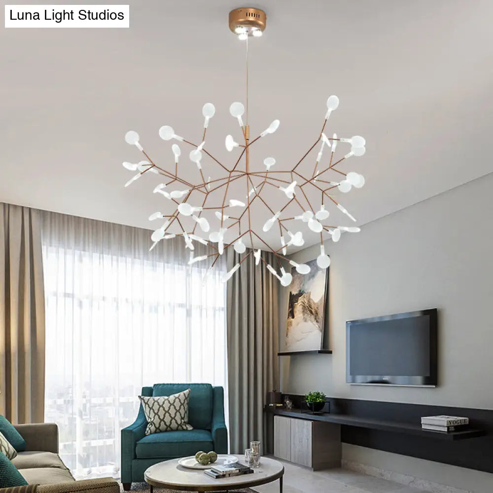 Bronze Designer LED Heracleum Chandelier: Acrylic Living Room Pendant Light Fixture