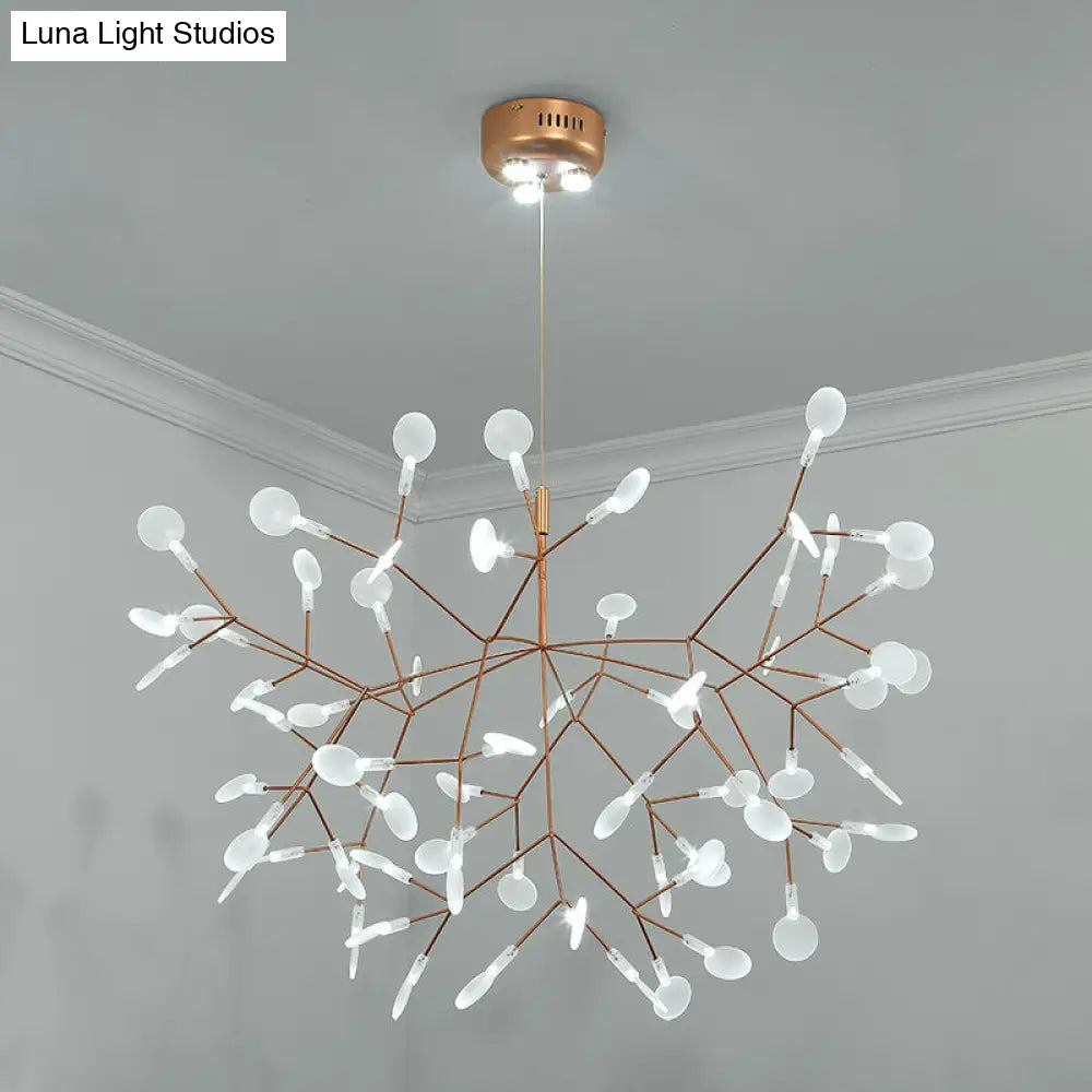 Bronze Designer LED Heracleum Chandelier: Acrylic Living Room Pendant Light Fixture