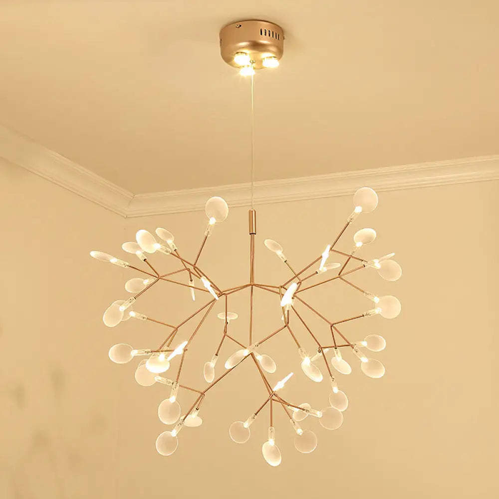 Bronze Designer LED Heracleum Chandelier: Acrylic Living Room Pendant Light Fixture