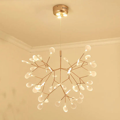 Bronze Designer LED Heracleum Chandelier: Acrylic Living Room Pendant Light Fixture