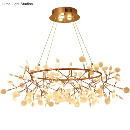 Bronze Designer LED Heracleum Chandelier: Acrylic Living Room Pendant Light Fixture