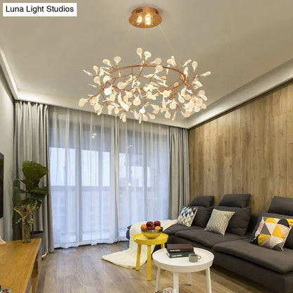 Bronze Designer LED Heracleum Chandelier: Acrylic Living Room Pendant Light Fixture