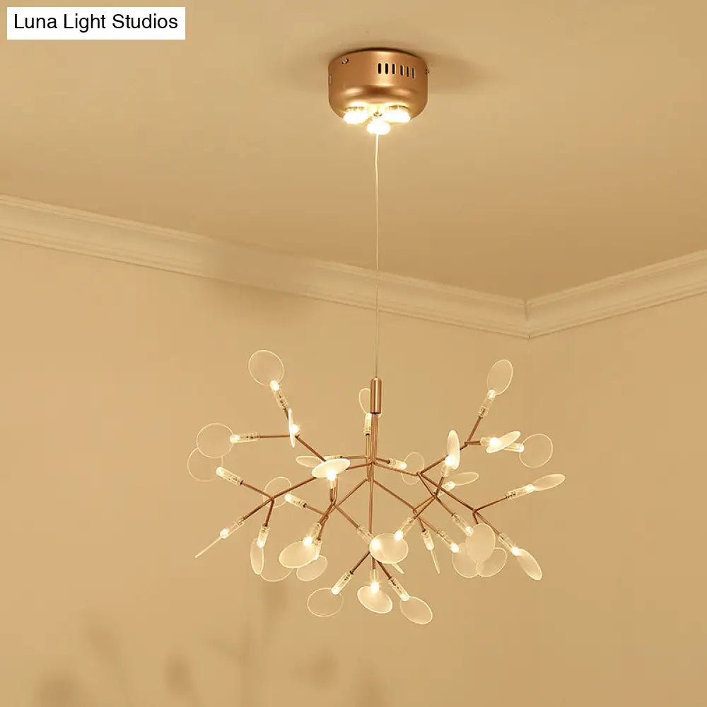 Bronze Designer LED Heracleum Chandelier: Acrylic Living Room Pendant Light Fixture