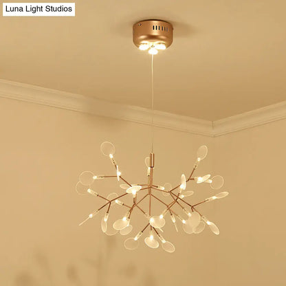 Bronze Designer LED Heracleum Chandelier: Acrylic Living Room Pendant Light Fixture