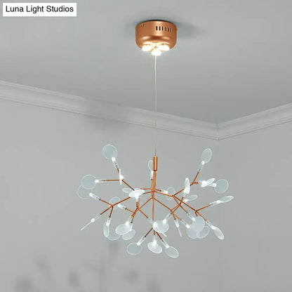 Bronze Designer LED Heracleum Chandelier: Acrylic Living Room Pendant Light Fixture