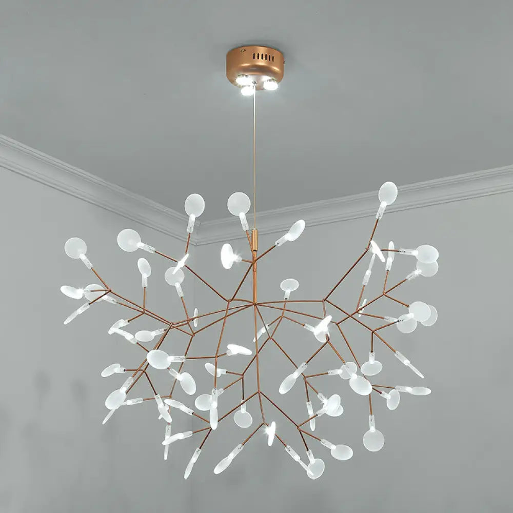 Bronze Designer LED Heracleum Chandelier: Acrylic Living Room Pendant Light Fixture