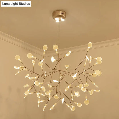 Bronze Designer LED Heracleum Chandelier: Acrylic Living Room Pendant Light Fixture