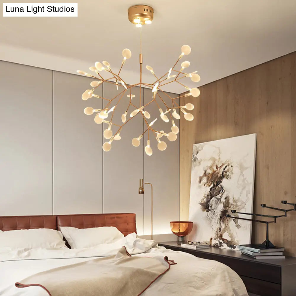 Bronze Designer LED Heracleum Chandelier: Acrylic Living Room Pendant Light Fixture