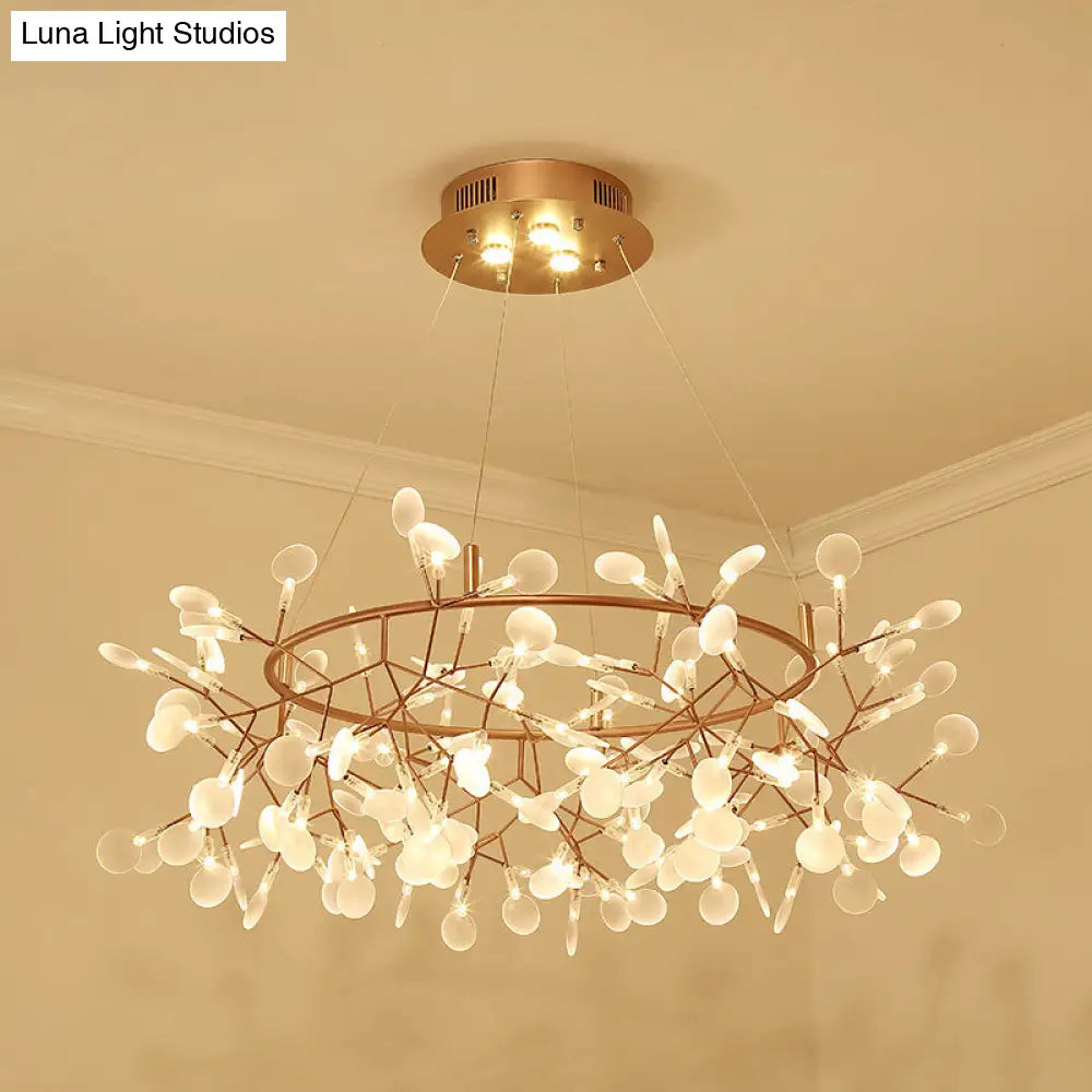 Bronze Designer LED Heracleum Chandelier: Acrylic Living Room Pendant Light Fixture