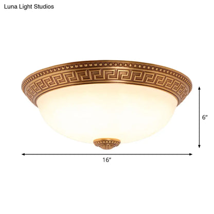 DecorBites™ DecorBites™ Bronze Flush Mount Light with Cream Glass Bowl and Floral Trim, Traditional LED Ceiling Fixture - 12"/16" Width