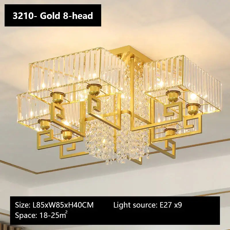 Bronze geometric crystal rectangular ceiling light with gold finish pendant light and dangling crystals for living room decorbites crystal rectangular ceiling