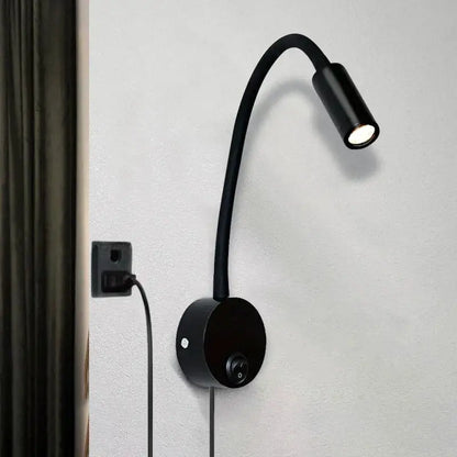 Black gooseneck wall lamp with flexible curved arm and cylindrical head for decorbites bronze gooseneck led lighting