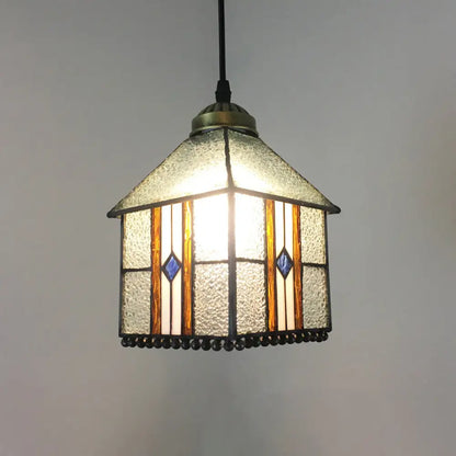 Bronze Hand Cut Glass Pendant Light - Mission Geometry Design