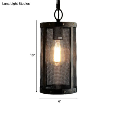 Bronze Hanging Lamp - Mini Industrial Pendant Light Fixture - Single Cylinder Design