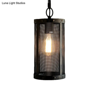 Bronze Hanging Lamp - Mini Industrial Pendant Light Fixture - Single Cylinder Design