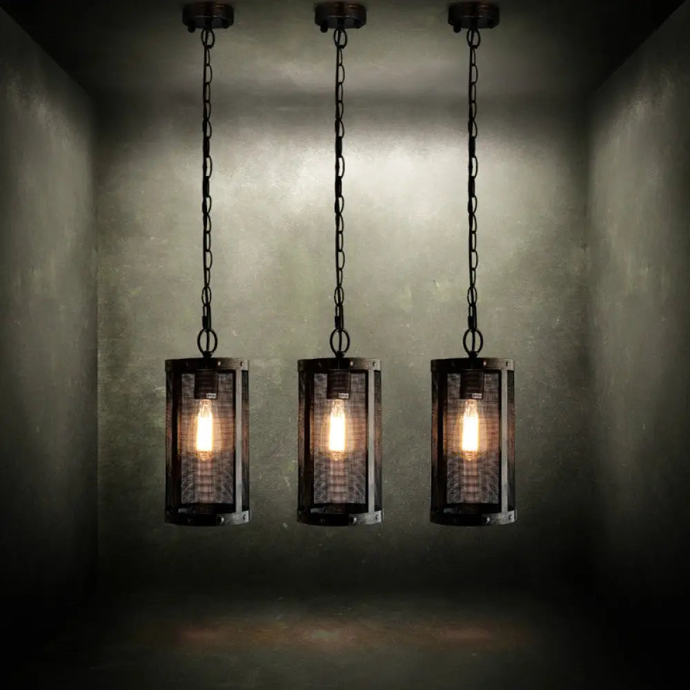 Bronze Hanging Lamp - Mini Industrial Pendant Light Fixture - Single Cylinder Design