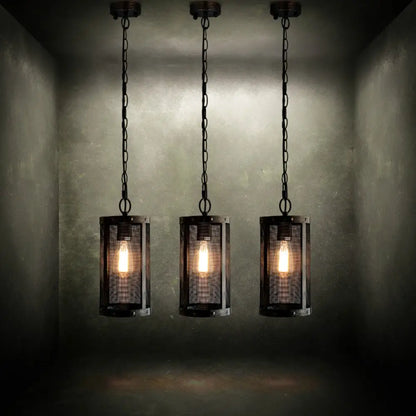 Bronze Hanging Lamp - Mini Industrial Pendant Light Fixture - Single Cylinder Design