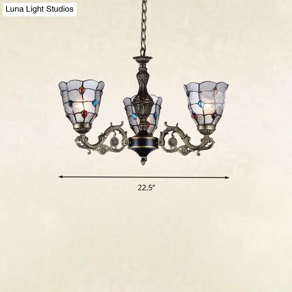 Bronze Jeweled Chandelier Lighting Fixture with Mediterranean Cut Glass - Antique Design, Multiple Light Options