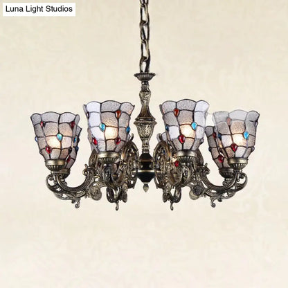 Bronze Jeweled Chandelier Lighting Fixture with Mediterranean Cut Glass - Antique Design, Multiple Light Options