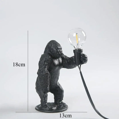 Bronze king kong gorilla table lamp with textured black finish holding clear bulb for stylish night light decorbites king kong