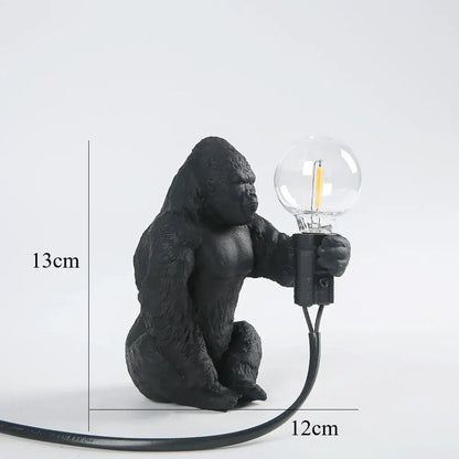 Black king kong gorilla table lamp with matte finish holding clear glass bulb for bedroom night light decorbites king kong