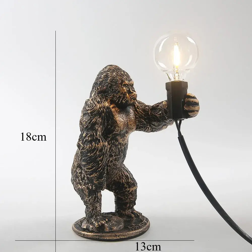 Bronze king kong gorilla table lamp with bronze finish holding clear bulb ideal for bedroom night light decorbites king kong
