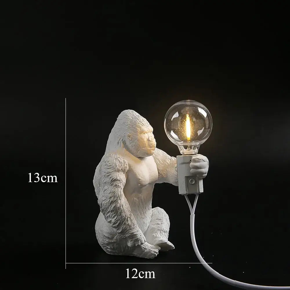 White resin king kong gorilla table lamp holding clear filament bulb decorbites king kong bedroom night light