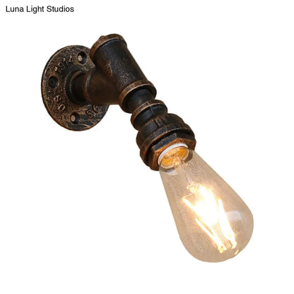 DecorBites™ Bronze Metal Wall Mount Light with Naked Bulb Design - Single Industrial Lighting Fixture