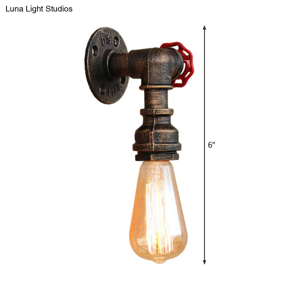 DecorBites™ Bronze Metal Wall Mount Light with Naked Bulb Design - Single Industrial Lighting Fixture