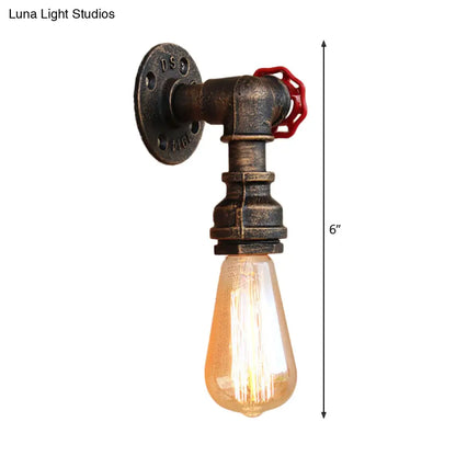 DecorBites™ Bronze Metal Wall Mount Light with Naked Bulb Design - Single Industrial Lighting Fixture