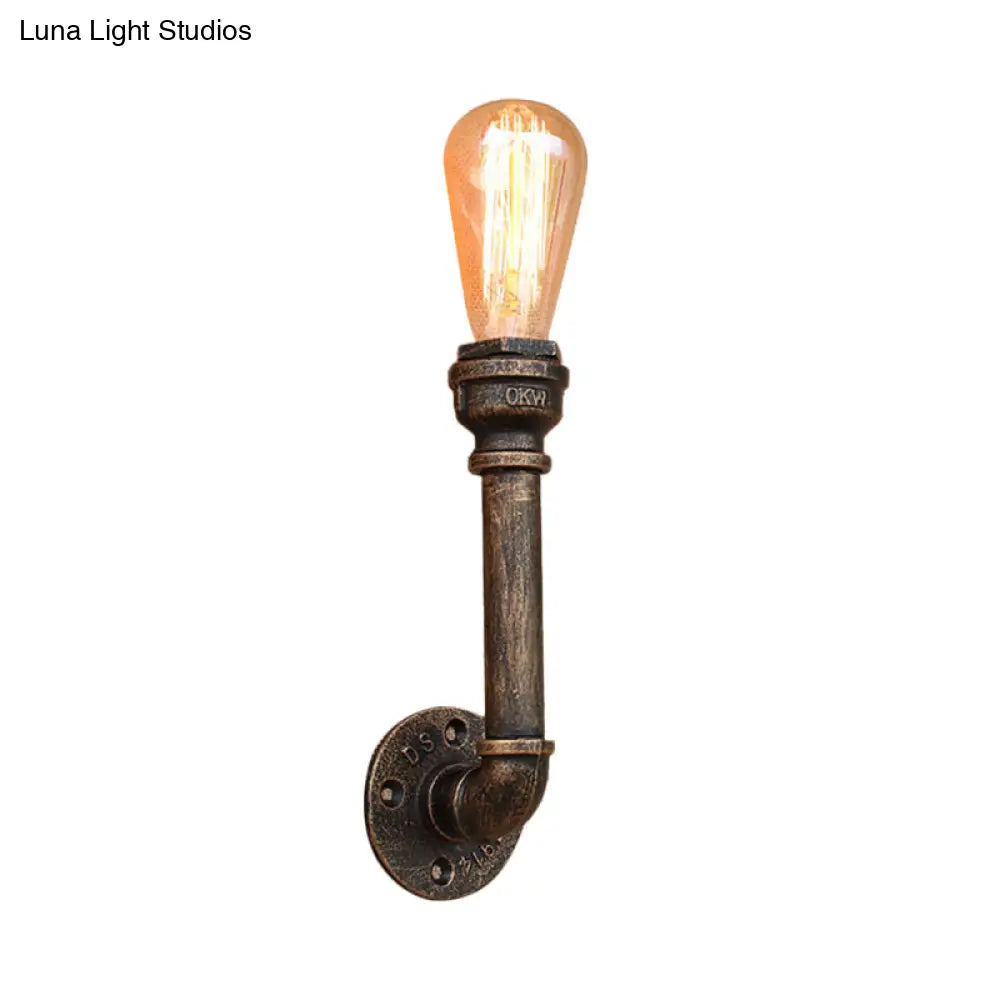 DecorBites™ Bronze Metal Wall Mount Light with Naked Bulb Design - Single Industrial Lighting Fixture