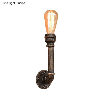 DecorBites™ Bronze Metal Wall Mount Light with Naked Bulb Design - Single Industrial Lighting Fixture