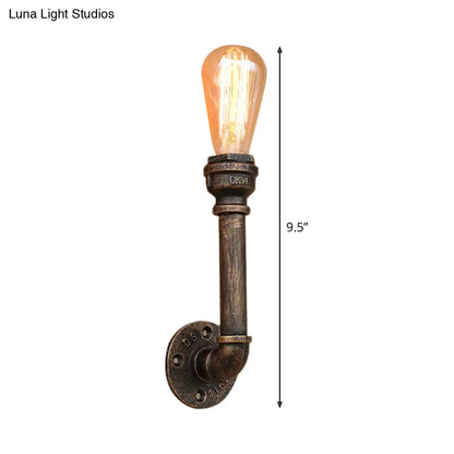 DecorBites™ Bronze Metal Wall Mount Light with Naked Bulb Design - Single Industrial Lighting Fixture