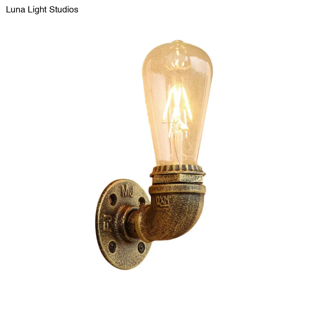DecorBites™ Bronze Metal Wall Mount Light with Naked Bulb Design - Single Industrial Lighting Fixture