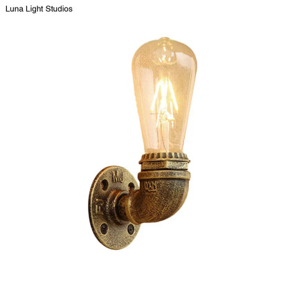 DecorBites™ Bronze Metal Wall Mount Light with Naked Bulb Design - Single Industrial Lighting Fixture