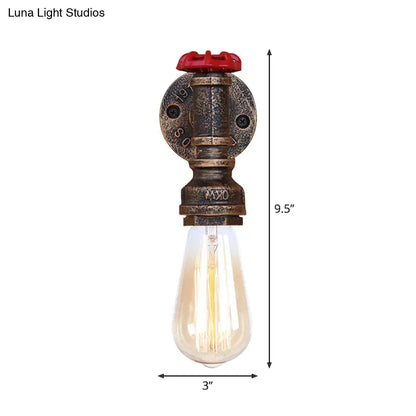 DecorBites™ Bronze Metal Wall Mount Light with Naked Bulb Design - Single Industrial Lighting Fixture
