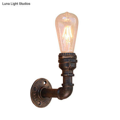 DecorBites™ Bronze Metal Wall Mount Light with Naked Bulb Design - Single Industrial Lighting Fixture