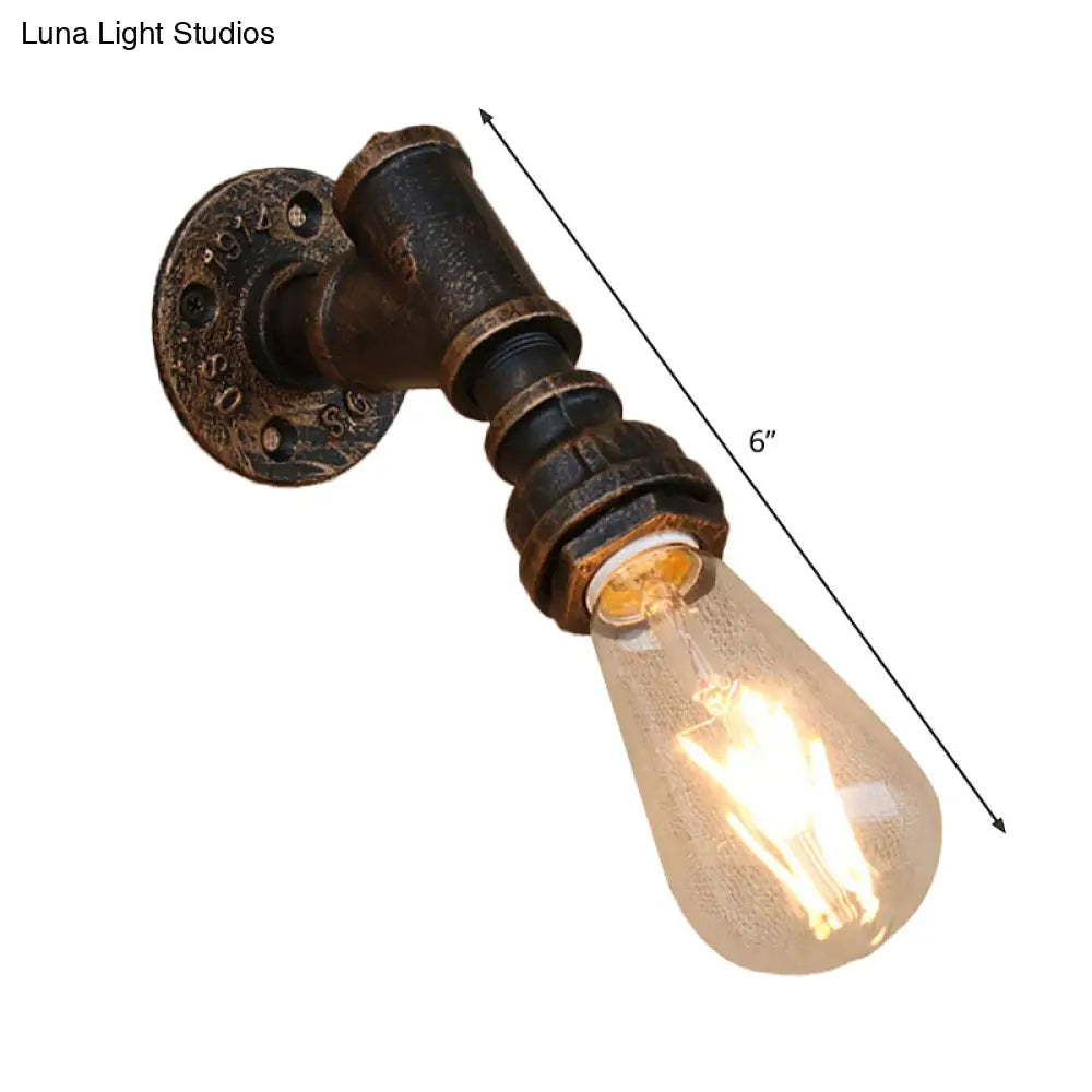 DecorBites™ Bronze Metal Wall Mount Light with Naked Bulb Design - Single Industrial Lighting Fixture