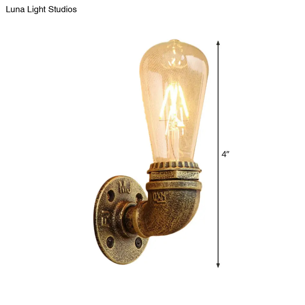 DecorBites™ Bronze Metal Wall Mount Light with Naked Bulb Design - Single Industrial Lighting Fixture