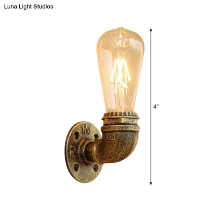 DecorBites™ Bronze Metal Wall Mount Light with Naked Bulb Design - Single Industrial Lighting Fixture