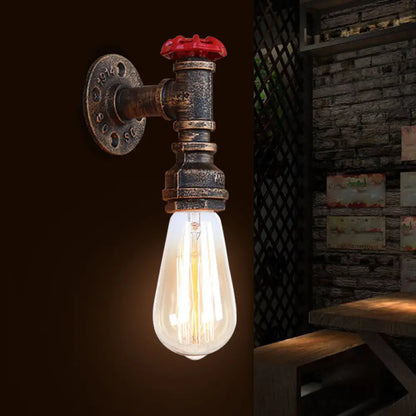 DecorBites™ Bronze Metal Wall Mount Light with Naked Bulb Design - Single Industrial Lighting Fixture