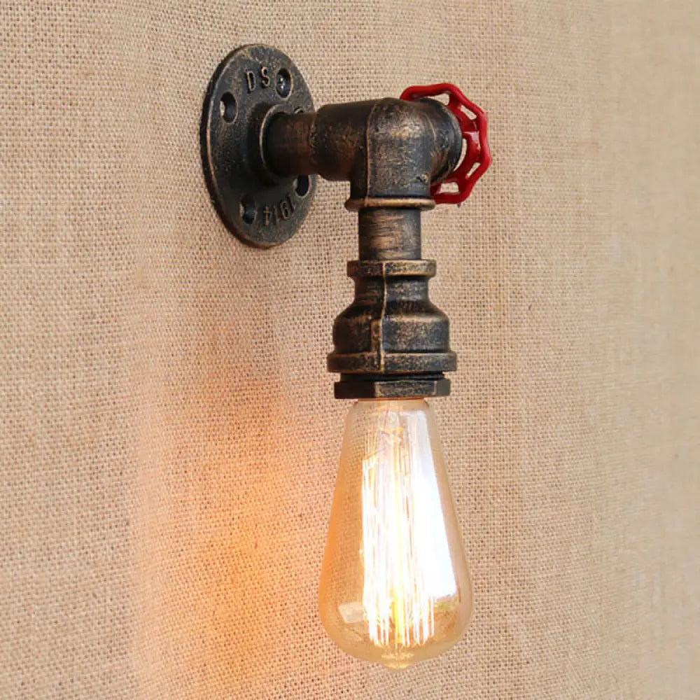 DecorBites™ Bronze Metal Wall Mount Light with Naked Bulb Design - Single Industrial Lighting Fixture