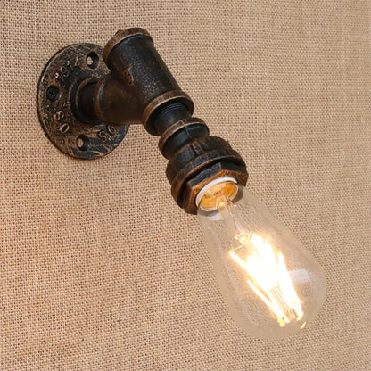DecorBites™ Bronze Metal Wall Mount Light with Naked Bulb Design - Single Industrial Lighting Fixture