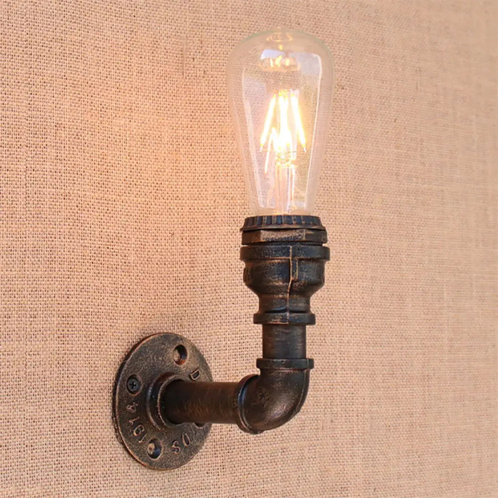 DecorBites™ Bronze Metal Wall Mount Light with Naked Bulb Design - Single Industrial Lighting Fixture